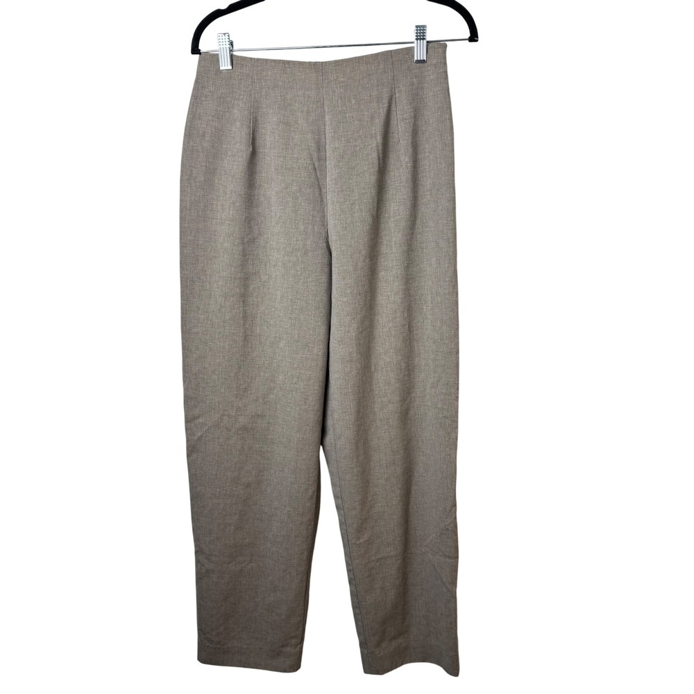 Talbots Dress Pants Women 8 Brown Stretch Lined Side Zip Straight Leg Trousers